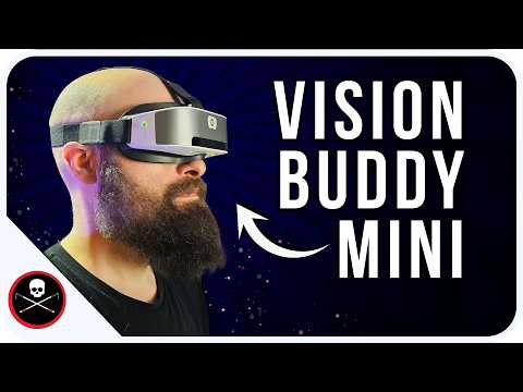 Sam from The Blind Life wearing the Vision Buddy Mini headset